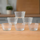Set of 6 transparent plastic dessert bowls with elegant fluted design