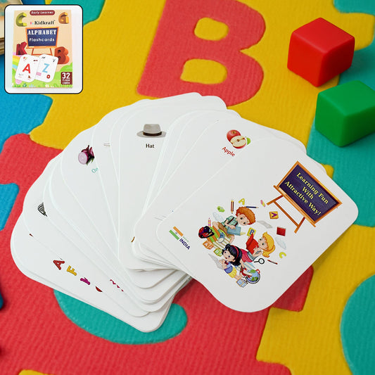 Kidkraft 32-piece alphabet flash cards set showing bold letters and pictures