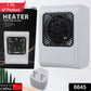 Side view of the portable electric heater with easy-to-use controls.