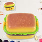 Burger shape double hole sharpener with eraser top view showing colorful design