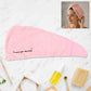 Microfiber hair drying towel wrap with button lock neatly folded