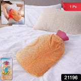 Reusable hot water bag with soft fabric cover for effective pain relief and muscle relaxation