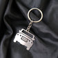 Metal Jeep shape keychain with polished stainless steel finish