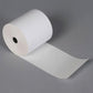 Thermal label roll for barcode printing showing crisp print and self-adhesive backing