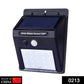 Front view of a 30-LED solar security light for garden walls.