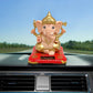 Front view of decorative Ganesh murti elegantly displayed on solar base