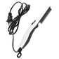 Compact electric hair straightener with protective bristles.