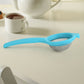 Kadak stainless steel mesh tea strainer with plastic handle on white background
