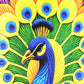 Soft velvet texture detail of vibrant peacock floor mat