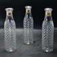 Close-up of the translucent diamond cut water bottles, highlighting their durable plastic.