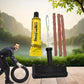 Emergency tubeless tyre repair kit with all components neatly arranged.