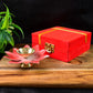 Premium lotus shaped brass oil diya featured with flame lit