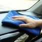 Microfiber cleaning cloth next to ruler showing exact 40x30 cm size