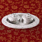 Oval kumkum holder on decorative puja thali