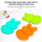 Close-up of the durable, colorful rabbit plates for children.