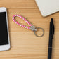Braided leather keychain with sturdy metal ring for secure key storage