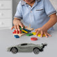 Side angle view of a Die-Cast Metal Mini Car Toy with free wheels