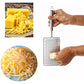 Side view of stainless steel vegetable grater featuring ergonomic handle