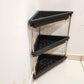 Plastic corner rack ready for storage of fruits and toiletries