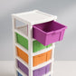 Hue flex plastic storage cabinet showcasing six multi-colored drawers
