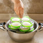Silicone steam moulds filled and ready for steaming idli or snacks