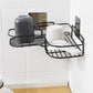 Stainless steel corner shelf organiser installed in a modern kitchen.