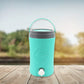 Side view of the multicolored insulated water jug, perfect for family use.