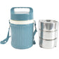 Close-up of the Nekza tiffin's secure latches and food-grade stainless steel interior.