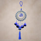 Blue bell detail on Om Evil Eye spiritual home decor wind chime