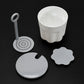 Instructions demonstrating how to add facial cleanser and water to the Foaming Cleanser Shaker.