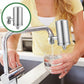 Detailed view highlighting the durable, food-grade 304 stainless steel construction of the water filter housing.
