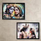 Traditional Lord Krishna Radha wooden framed wall painting for home decor