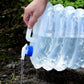 Space-saving folded collapsible water container, perfect for camping trips.