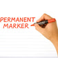 Red ink marker with sleek silver-red body and snap-fit cap