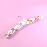 Premium padded floral clothes hanger with satin cover and chrome hook
