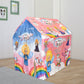 Interior view of the kids play tent house showing the windows and door.