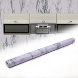 Roll of marble kitchen wallpaper with realistic white and grey pattern