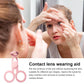 Detail view of the plastic contact lens remover tool for comfortable eye care.