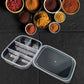 Side profile of the durable plastic 5 compartment lunch box from Lunchie Bunchie.