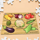 Colorful blocks arranged on wooden peg puzzle learning board