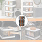 Open plastic wardrobe storage organizer displaying double-door access with multiple layers.