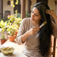 Closeup of herbal Brahmi powder used for hair care and scalp health