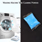 Detergent powder dissolving in water to clean washing machine tanks.