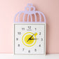 Decorative square wall clock with birdcage top and clear numbers