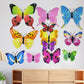 Vibrant 3D butterfly wall stickers decorating a room wall