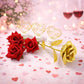 Romantic heart love table decor gift set with golden rose and red bouquet