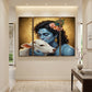 Krishna with cow religious painting on MDF wall frame