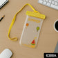 Waterproof phone pouch demonstrating responsive touchscreen through clear window.