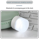 Close-up of a compact USB bulb emitting bright white light for room illumination.