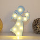 Rear view of the LED angel light, showing its battery compartment and sturdy base.